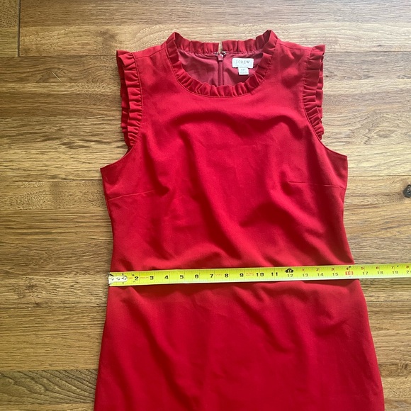 J. Crew Ruffle Shift Dress Women’s Sz 6P Red Suiting Preppy Workwear - Picture 6 of 8